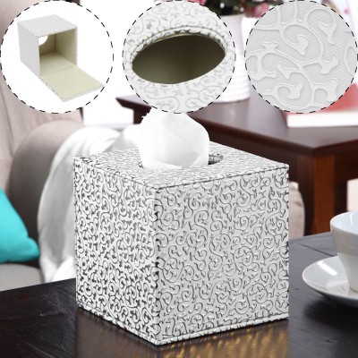 Square PU Leather Tissue Box Toilet Holder Cover Paper Case Home Office   392053175124